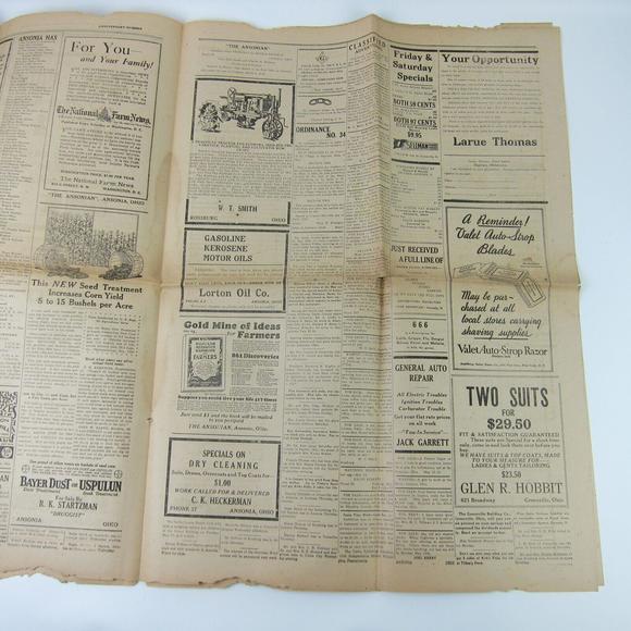 The Ansonian Newspaper Ansonia Darke County Ohio Thursday May 1927 Antique RARE - Picture 10 of 16